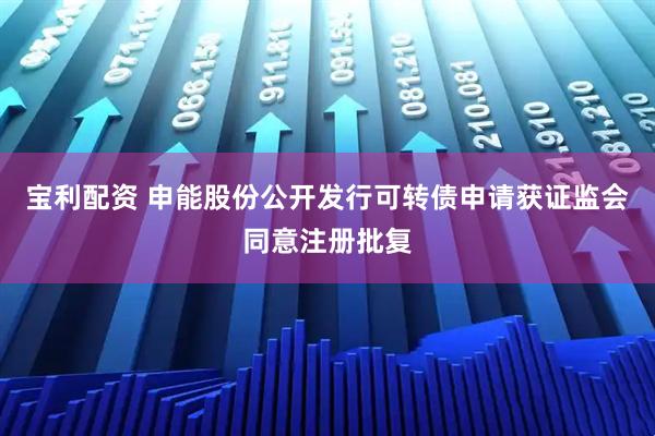 宝利配资 申能股份公开发行可转债申请获证监会同意注册批复